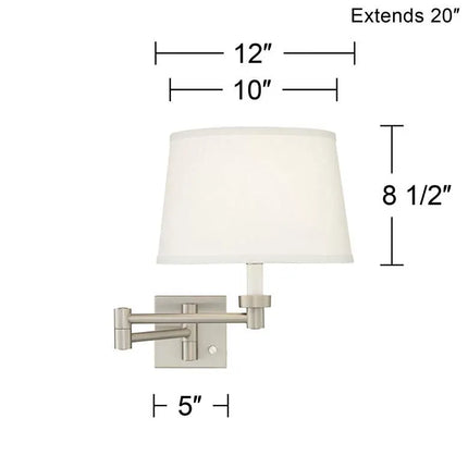 Possini Euro Nickel and White Swing Arm Plug-In Wall Lamps Set of 2