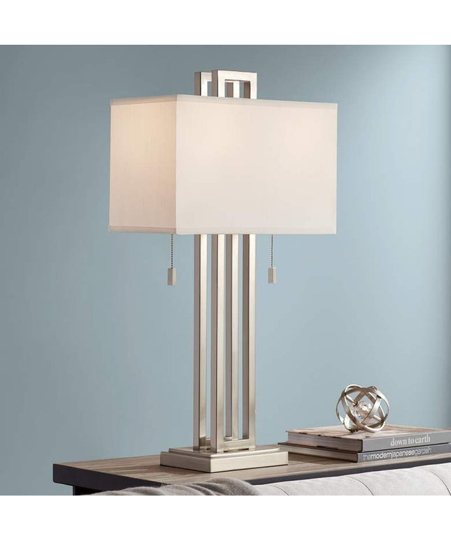Possini Euro Open Rectangle 30" Brushed Nickel Table Lamp Possini Euro Design