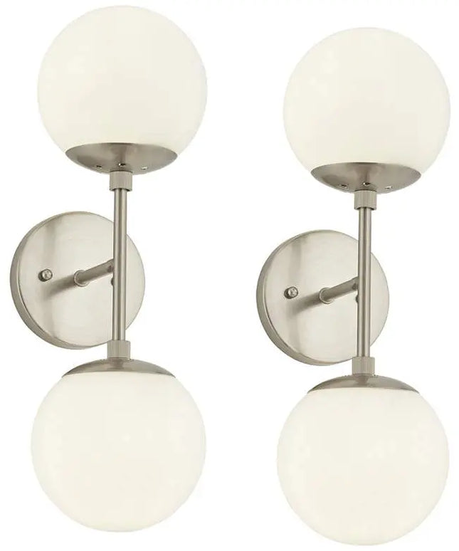 Possini Euro Oso 17 3/4" High Opal Glass and Nickel Sconces Set of 2 Possini Euro Design