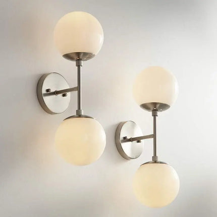 Possini Euro Oso 17 3/4" High Opal Glass and Nickel Sconces Set of 2 Possini Euro Design