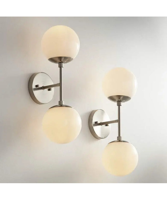Possini Euro Oso 17 3/4" High Opal Glass and Nickel Sconces Set of 2 Possini Euro Design
