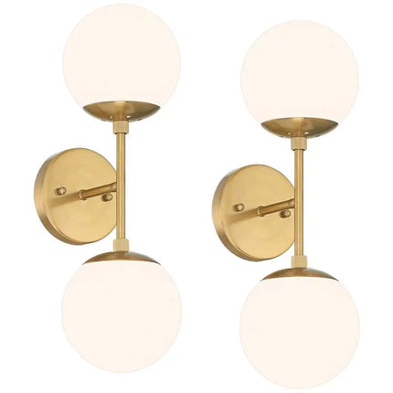 Possini Euro Oso 18" High Gold Opal Glass 2-Light Wall Sconce Set of 2 Possini Euro Design