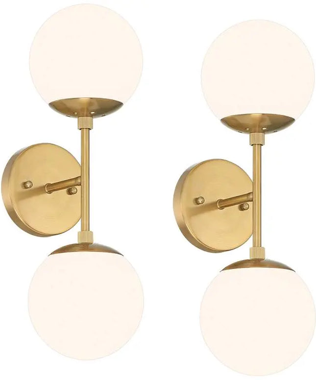 Possini Euro Oso 18" High Gold Opal Glass 2-Light Wall Sconce Set of 2 Possini Euro Design