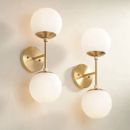 Possini Euro Oso 18" High Gold Opal Glass 2-Light Wall Sconce Set of 2 Possini Euro Design