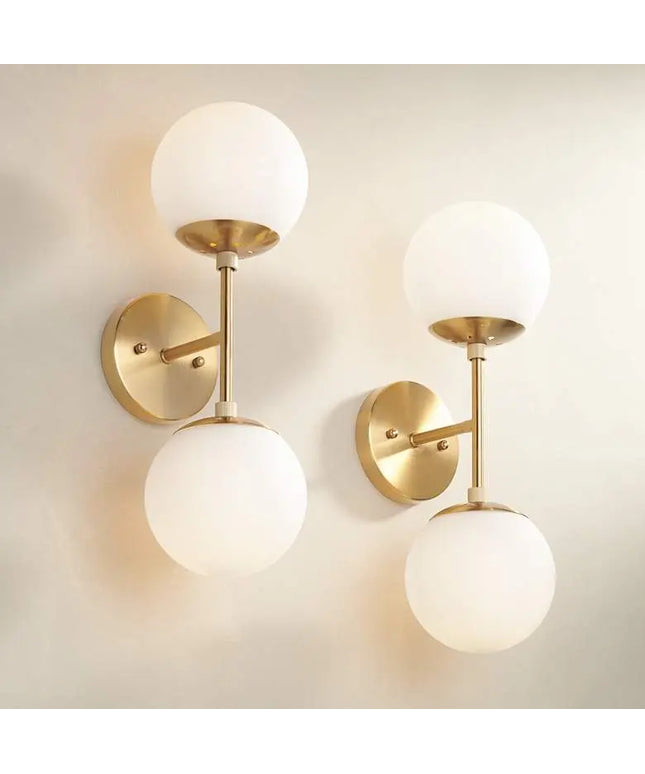 Possini Euro Oso 18" High Gold Opal Glass 2-Light Wall Sconce Set of 2 Possini Euro Design