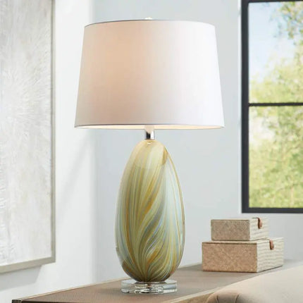 Possini Euro Pablo 27" High Modern Yellow Vortex Art Glass Table Lamp Possini Euro Design