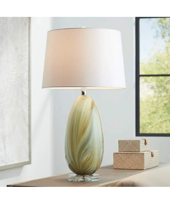 Possini Euro Pablo 27" High Modern Yellow Vortex Art Glass Table Lamp Possini Euro Design