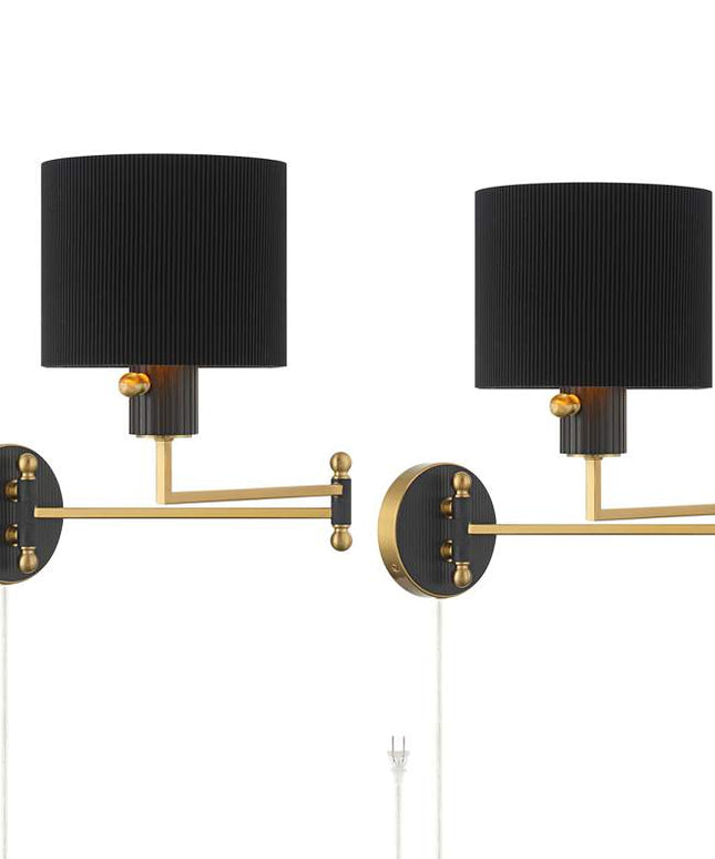 Possini Euro Rumi 13 1/4"H Gold Swing-Arm Plug-In Wall Lamp Set of 2