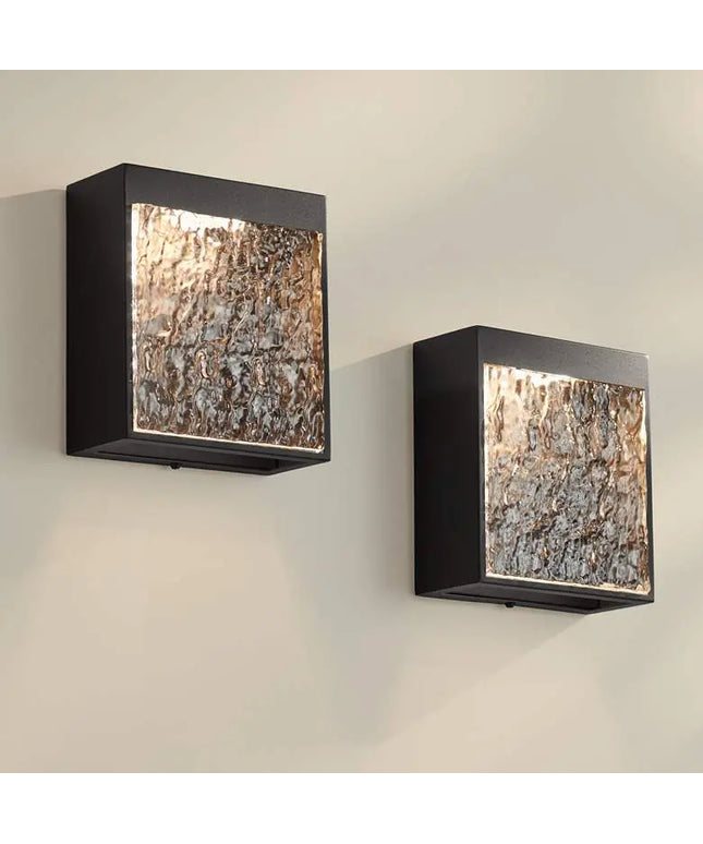 Possini Euro Sofia 8 1/2"H Black and Glass LED Wall Sconce Set of 2 Possini Euro Design