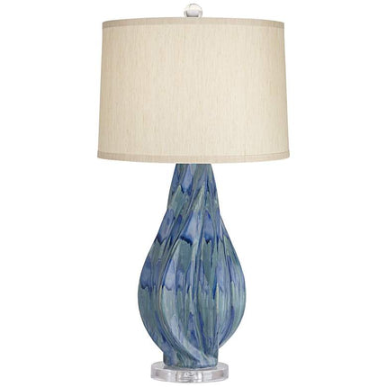 Possini Euro Teresa 31" Coastal Teal Blue Drip Ceramic Table Lamp Possini Euro Design