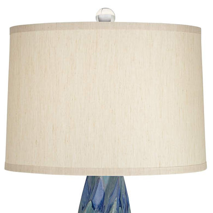 Possini Euro Teresa 31" Coastal Teal Blue Drip Ceramic Table Lamp Possini Euro Design