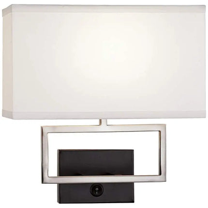 Possini Euro Trixie Brushed Nickel Rectangle Plug-In Wall Lamps Set of 2 Possini Euro Design