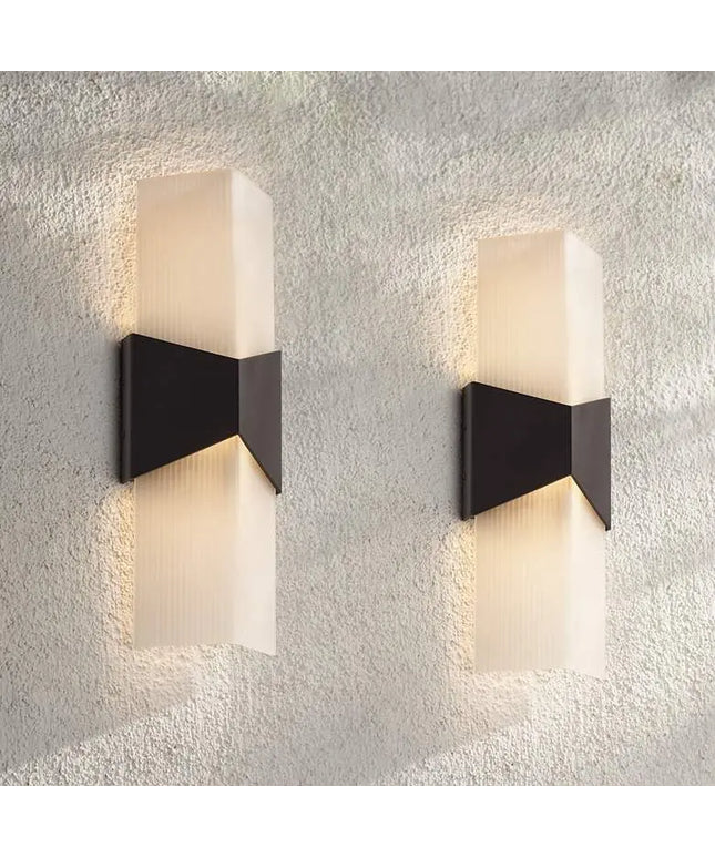 Possini Euro Tux 18"H Black and White LED Outdoor Wall Light Set of 2 Possini Euro Design