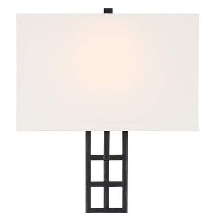 Possini Euro Ventano 38" High Black Metal Plug-In Wall Lamps Set of 2