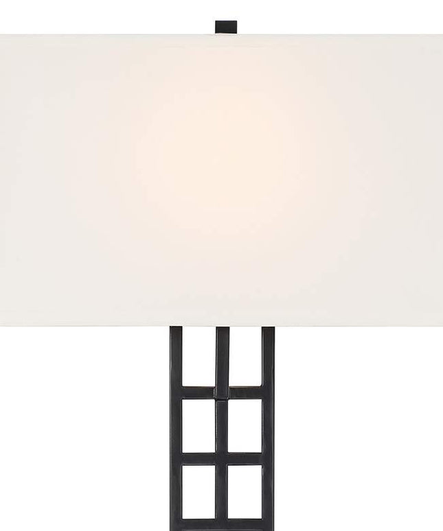 Possini Euro Ventano 38" High Black Metal Plug-In Wall Lamps Set of 2