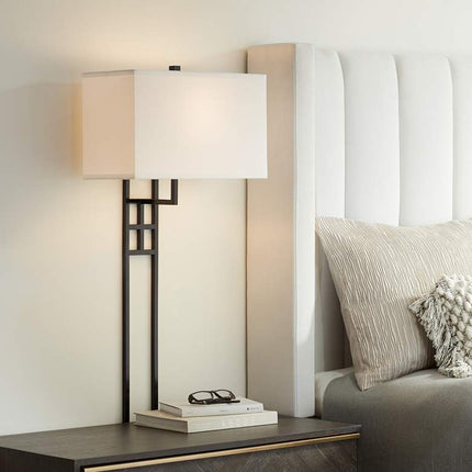 Possini Euro Ventano 38" High Black Metal Plug-In Wall Lamps Set of 2