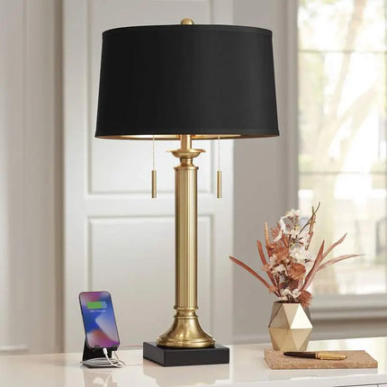 Possini Euro Wynne 30" Gold and Black 2-Light Lamp with Dual USB Ports Possini Euro Design
