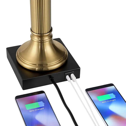 Possini Euro Wynne 30" Gold and Black 2-Light Lamp with Dual USB Ports Possini Euro Design