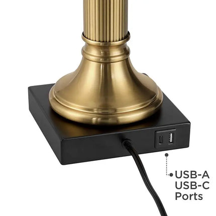 Possini Euro Wynne 30" Gold and Black 2-Light Lamp with Dual USB Ports Possini Euro Design