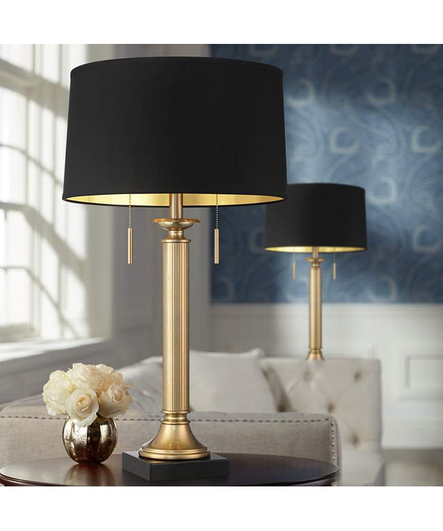 Possini Euro Wynne 30" High Gold and Black Dual USB Lamps Set of 2 Possini Euro Design