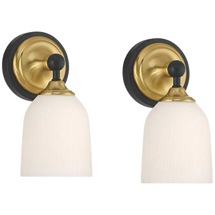 Possini Euro Zaragoza 9 1/2" High Gold and Black Wall Sconce Set of 2 Possini Euro Design