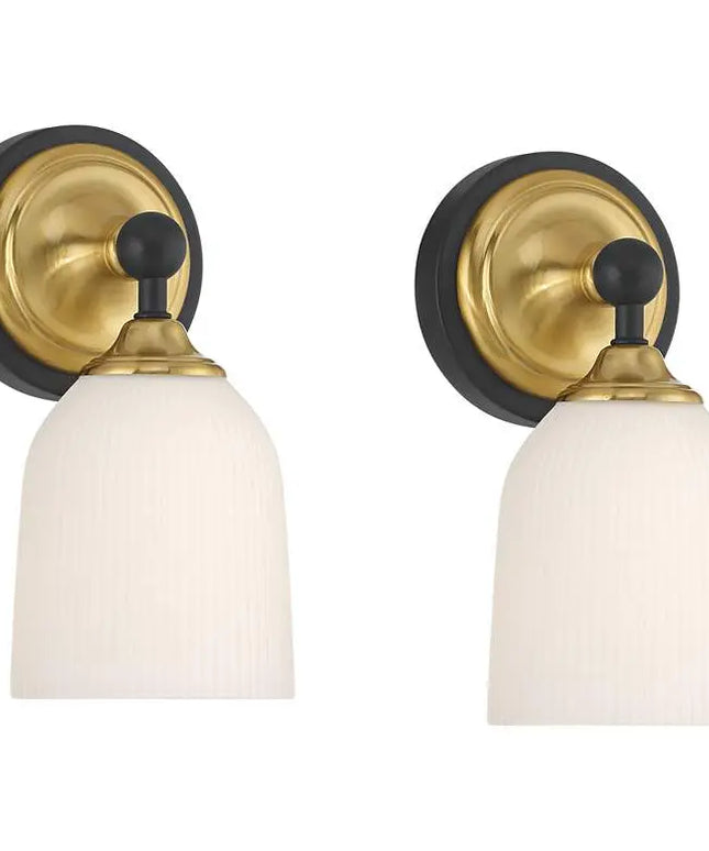 Possini Euro Zaragoza 9 1/2" High Gold and Black Wall Sconce Set of 2 Possini Euro Design