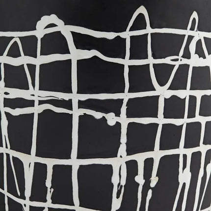 Praleaux Matte Black White 10"H Lined Scallop Edge Vase Studio 55D