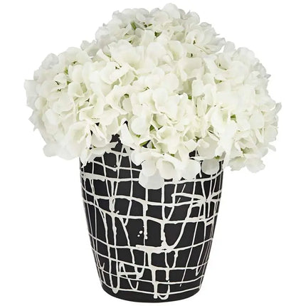 Praleaux Matte Black White 10"H Lined Scallop Edge Vase Studio 55D