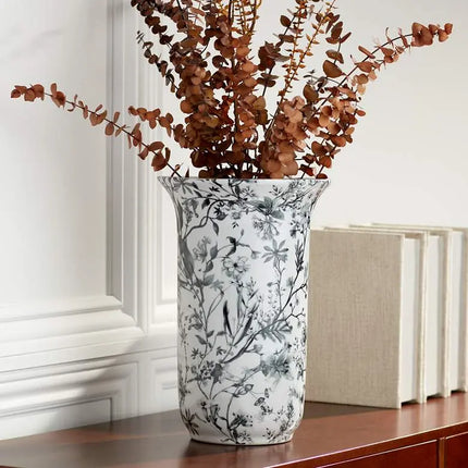 Prentiss 14" High Black and White Ceramic Decorative Vase Franklin Iron Works