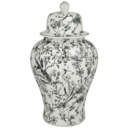 Prentiss 21" High Black and White Ceramic Ginger Jar with Lid Dahlia Studios