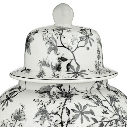 Prentiss 21" High Black and White Ceramic Ginger Jar with Lid Dahlia Studios