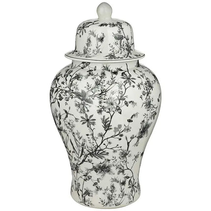 Prentiss Black and White 2-Piece Ceramic Ginger Jar Set Dahlia Studios