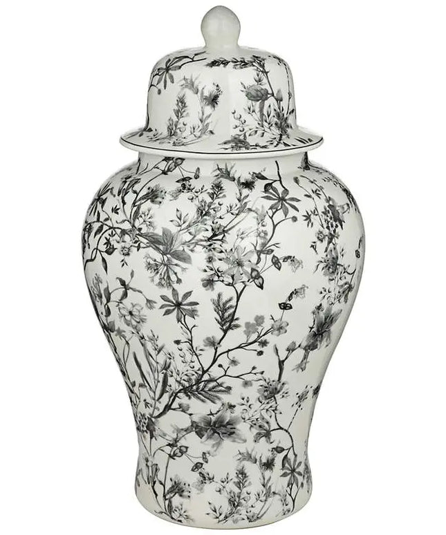 Prentiss Black and White 2-Piece Ceramic Ginger Jar Set Dahlia Studios