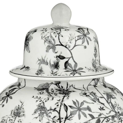 Prentiss Black and White 2-Piece Ceramic Ginger Jar Set Dahlia Studios