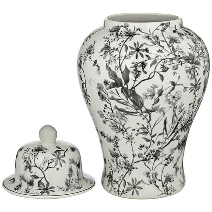 Prentiss Black and White 2-Piece Ceramic Ginger Jar Set Dahlia Studios