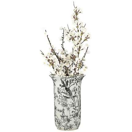 Prentiss Black and White 3-Piece Ceramic Vase and Jar Set Dahlia Studios