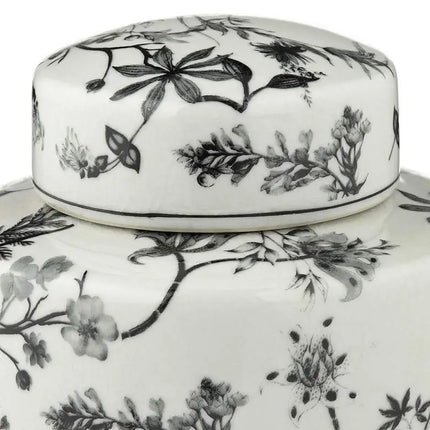 Prentiss Black and White 3-Piece Ceramic Vase and Jar Set Dahlia Studios