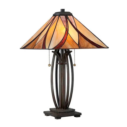 Quoizel Ashville 25" High Bronze Art Glass Tiffany-Style Table Lamp Quoizel