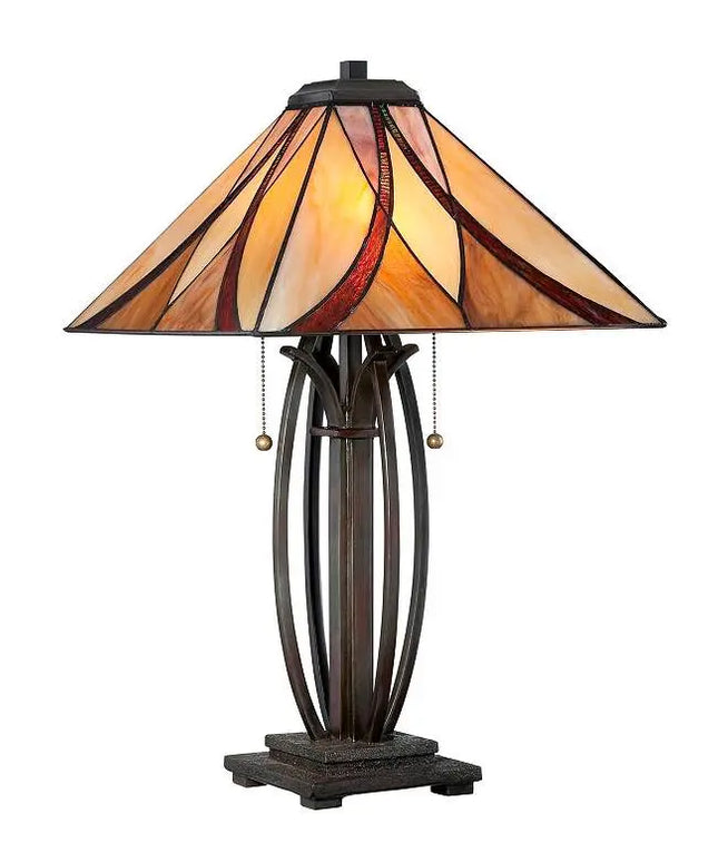 Quoizel Ashville 25" High Bronze Art Glass Tiffany-Style Table Lamp Quoizel