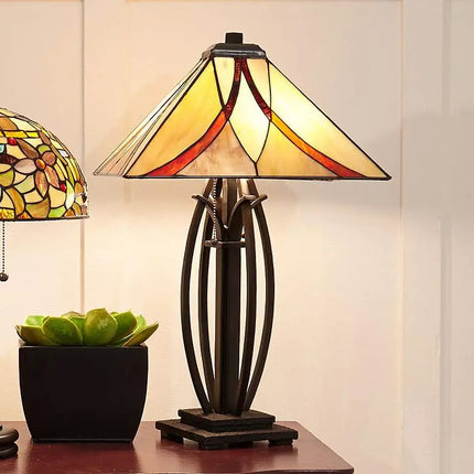 Quoizel Ashville 25" High Bronze Art Glass Tiffany-Style Table Lamp Quoizel