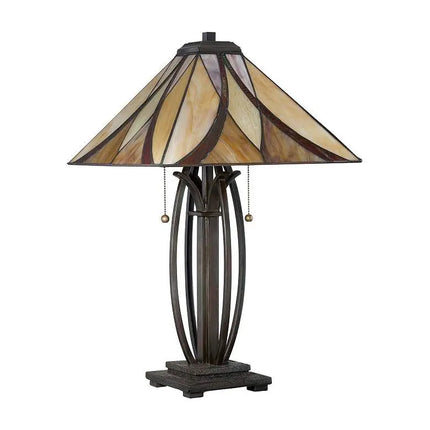 Quoizel Ashville 25" High Bronze Art Glass Tiffany-Style Table Lamp Quoizel