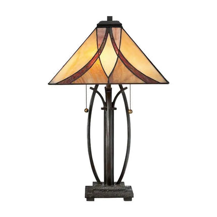 Quoizel Ashville 25" High Bronze Art Glass Tiffany-Style Table Lamp Quoizel
