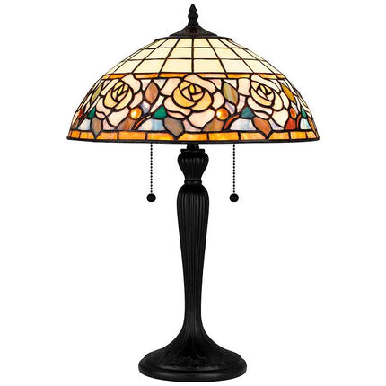 Quoizel Betty 24" High 2-Light Matte Black Floral Art Glass Table Lamp Quoizel