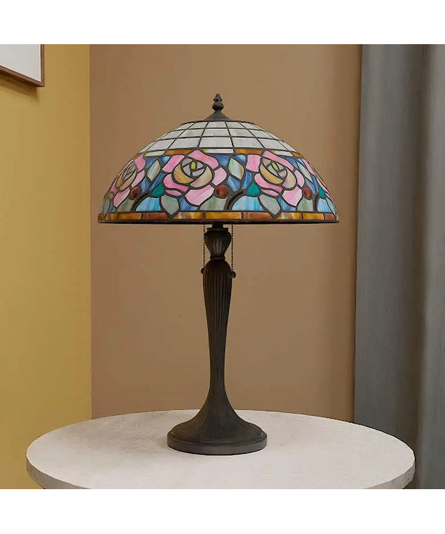 Quoizel Betty 24" High 2-Light Matte Black Floral Art Glass Table Lamp Quoizel