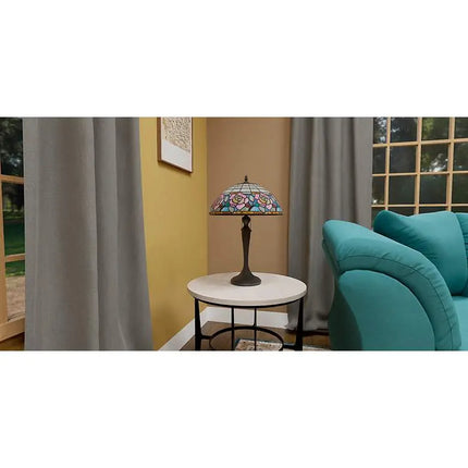 Quoizel Betty 24" High 2-Light Matte Black Floral Art Glass Table Lamp Quoizel