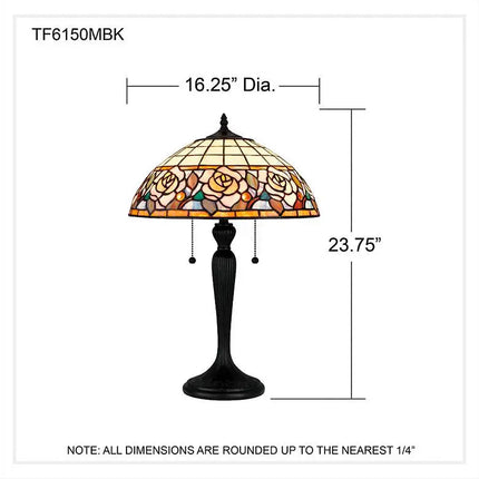 Quoizel Betty 24" High 2-Light Matte Black Floral Art Glass Table Lamp Quoizel