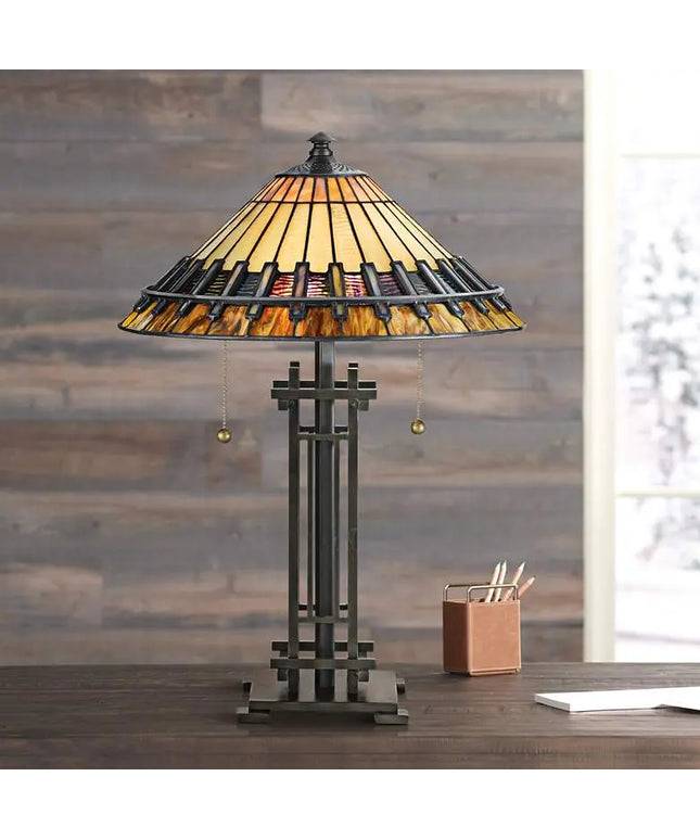 Quoizel Chastain 22 1/2" High Arts and Crafts Tiffany-Style Table Lamp Quoizel