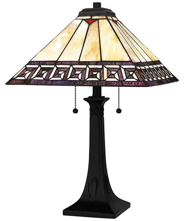 Quoizel Edith 24 1/2" High Matte Black Art Glass Mission Table Lamp Quoizel