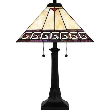 Quoizel Edith 24 1/2" High Matte Black Art Glass Mission Table Lamp Quoizel