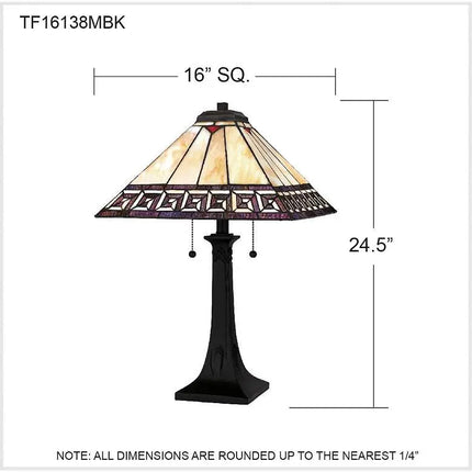 Quoizel Edith 24 1/2" High Matte Black Art Glass Mission Table Lamp Quoizel